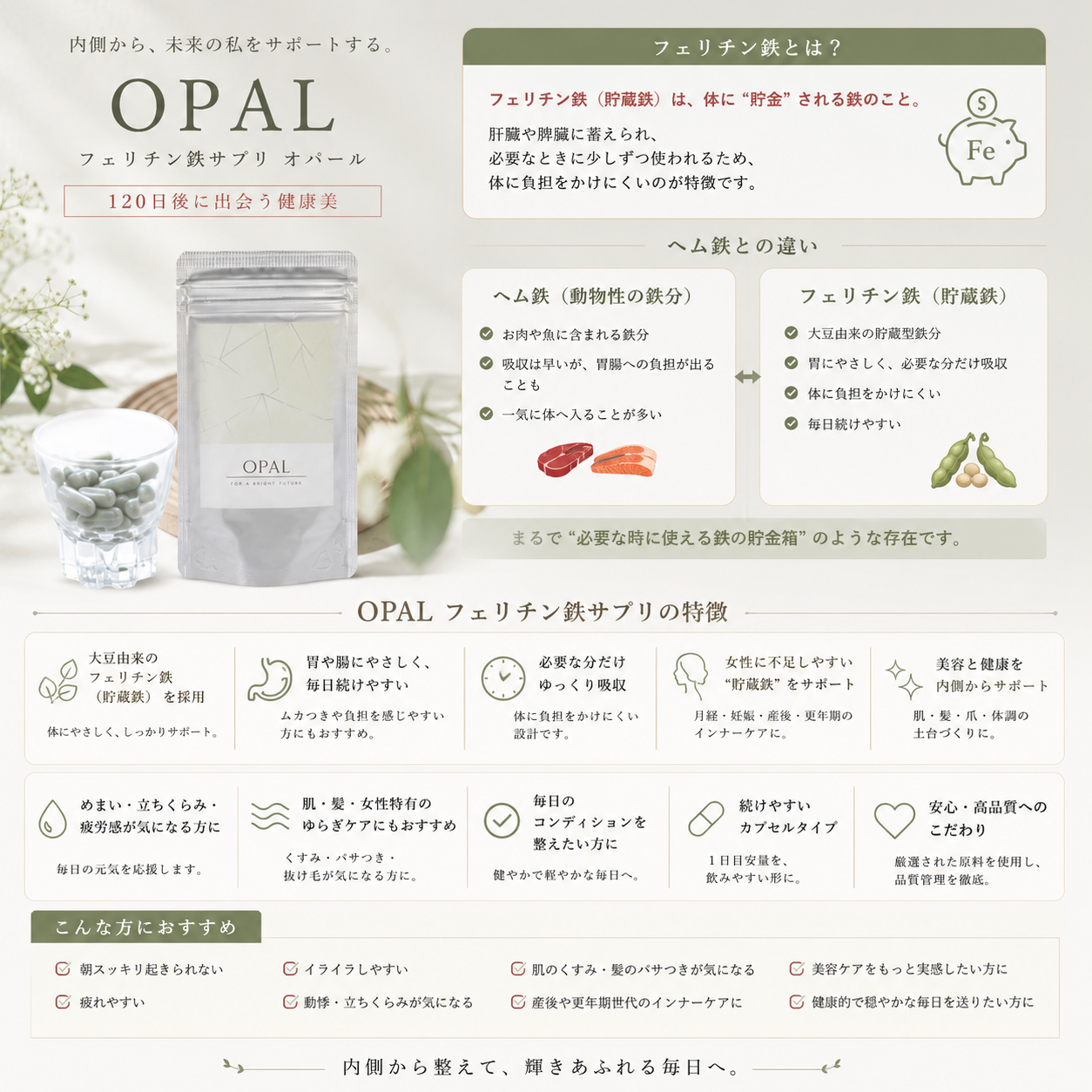 限定サイト販売!フェリチン鉄サプリ opal